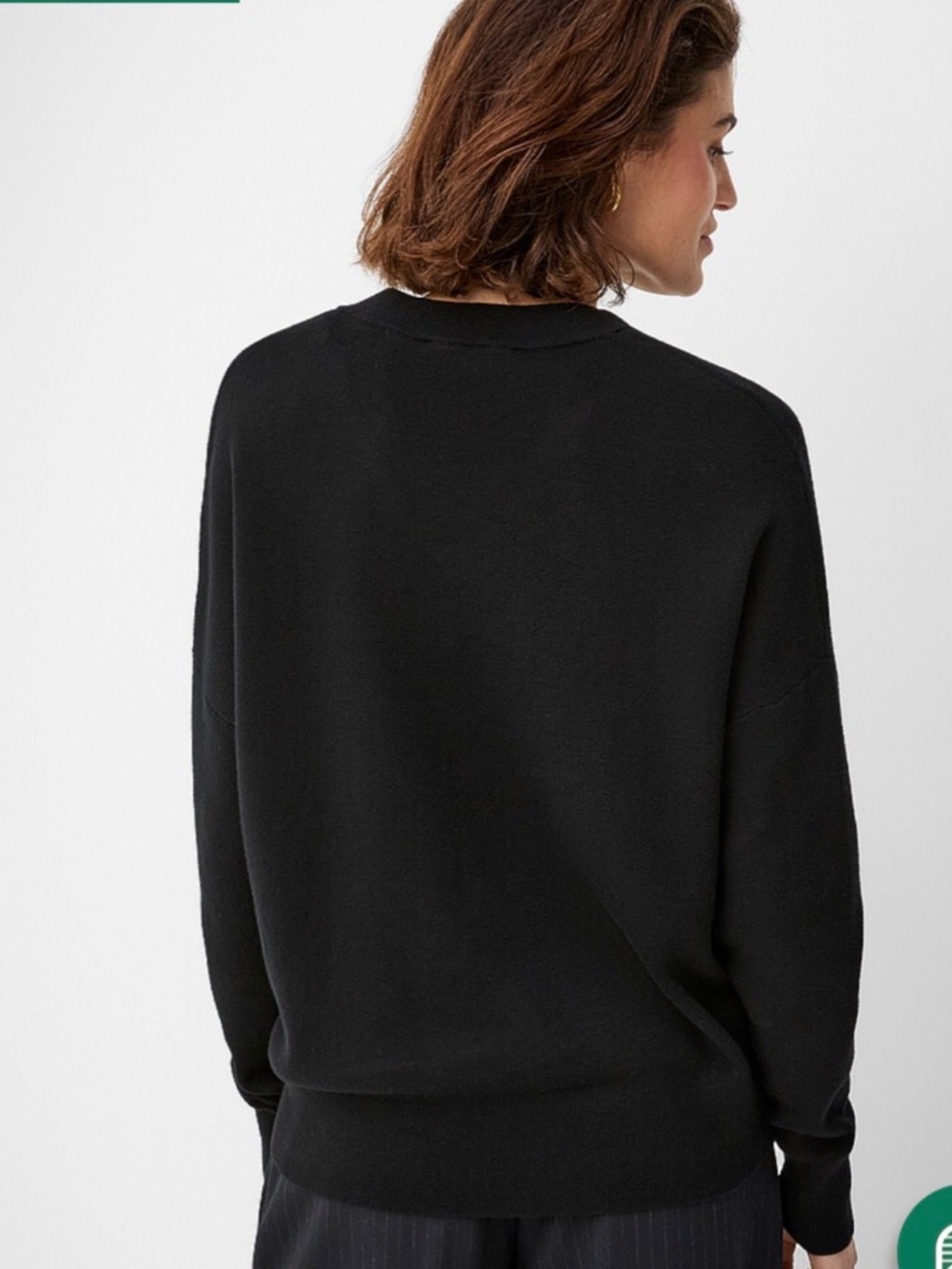 SIMONS CONTEMPORAINE -  100% Cotton V-Neck Sweater - Black - Size XS